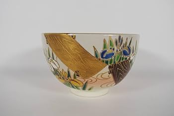 Amazon.co.jp: 川添寿楽 京焼 色絵 金彩 菖蒲文 抹茶茶碗 在銘